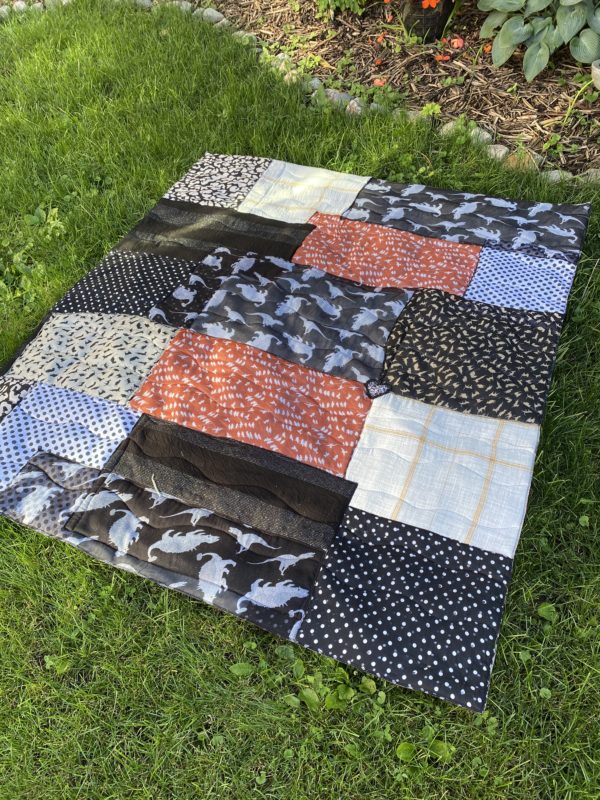 Picnic Quilt Blanket made from Upcycled Scarves by Artfully Sew