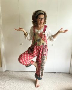 Hippie Boho Pants from Thrift Store Upcycled into Bib Overalls by Artfully Sew